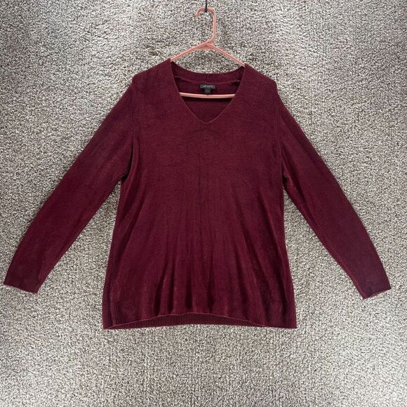 J Jill Sweater Womens Medium Red V Neck Pullover Wearever Collection Ladies Prep - Picture 1 of 12